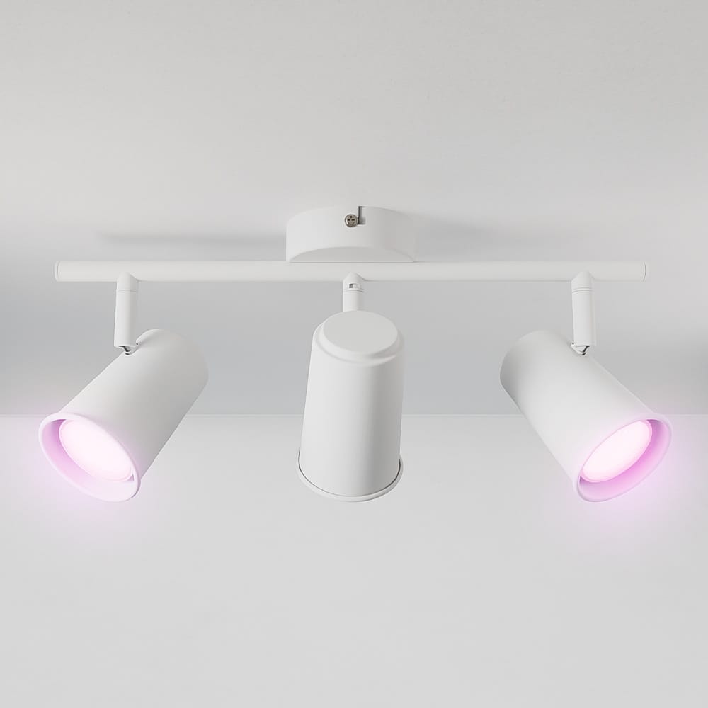 Riga - LED smart plafondlamp - 3 spots - 15 Watt 1200 Lumen - Draaibaar en kantelbaar - GU10 - RGBWW - Wifi + Bluetooth - Google Home, Amazon Alexa en Siri - Wit - Bestuurbaar via App en Stem afbeelding