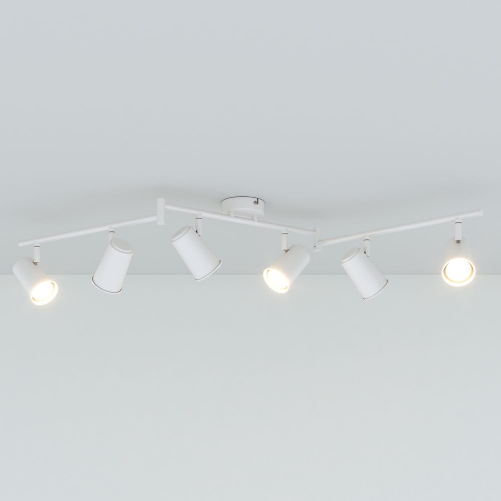 Riga - LED plafondlamp - 24 Watt 2070 Lumen - 6 spots - 4000K Neutraal wit - Draaibaar en dimbaar - GU10 - Kantelbaar - Plafondspot - IP20 Voor binnen - Wit afbeelding 1
