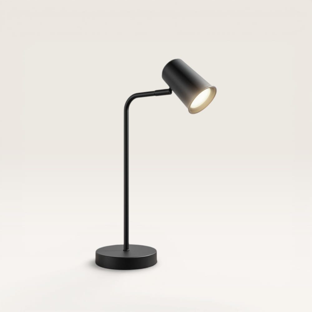 Riga - LED Tafellamp - 4 Watt 345 Lumen - 4000K Neutraal wit- Kantelbaar en Draaibaar - Ingebouwde snoerdimmer - Bureaulamp - GU10 - IP20 voor binnen - Zwart afbeelding
