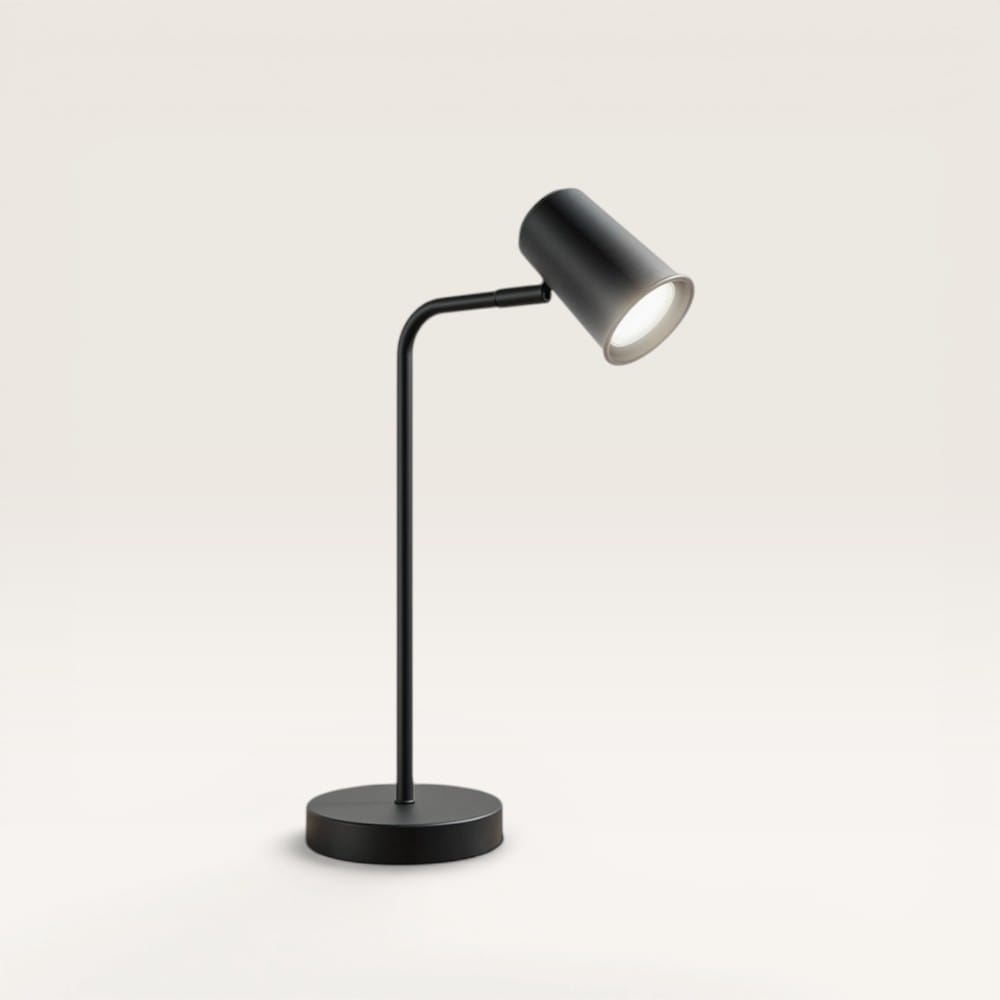 Riga - LED Tafellamp - 4 Watt 345 Lumen - 6500K Daglicht wit- Kantelbaar en Draaibaar - Ingebouwde snoerdimmer - Bureaulamp - GU10 - IP20 voor binnen - Zwart afbeelding 1