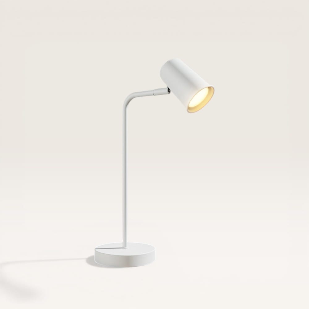Riga - LED Tafellamp - 4 Watt 345 lumen - 2700K Warm wit- Kantelbaar en Draaibaar - Ingebouwde snoerdimmer - Bureaulamp - GU10 - IP20 voor binnen - Wit afbeelding