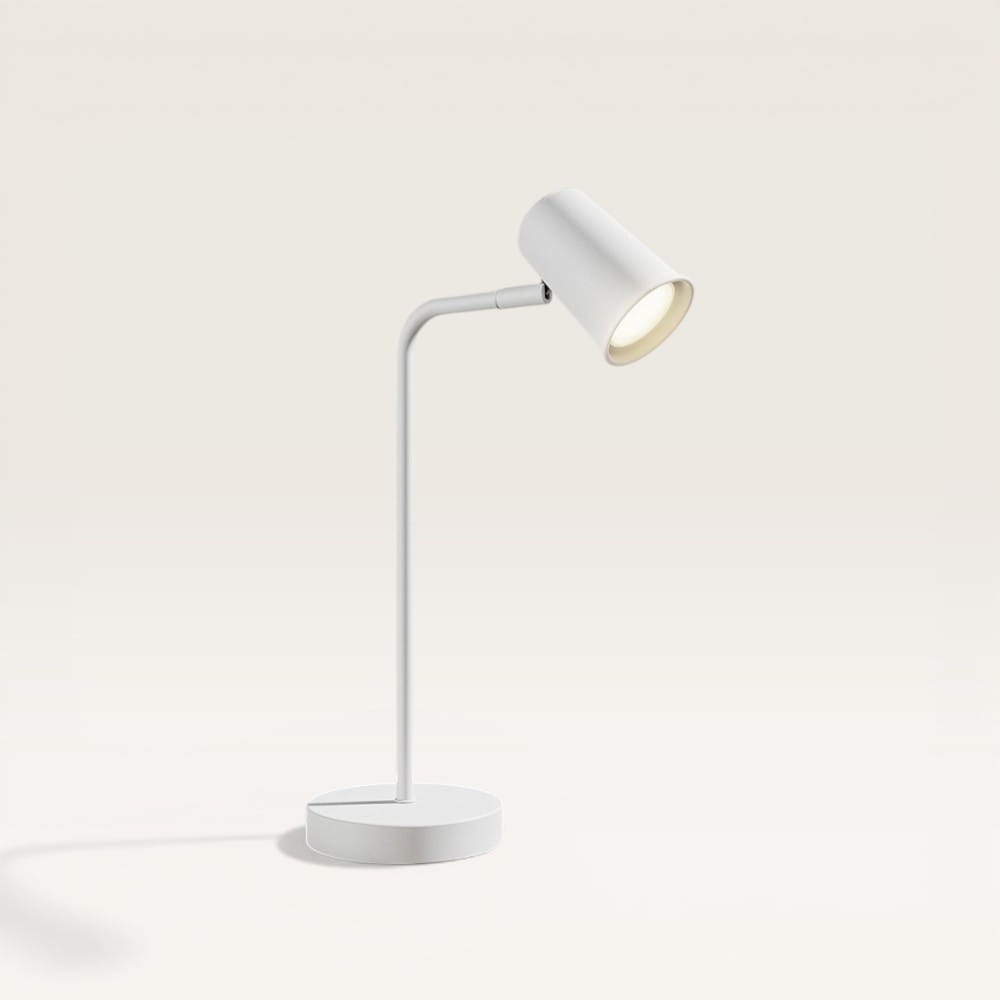 Riga - LED Tafellamp - 4 Watt 345 Lumen - 4000K Neutraal wit- Kantelbaar en Draaibaar - Ingebouwde snoerdimmer - Bureaulamp - GU10 - IP20 voor binnen - Wit afbeelding