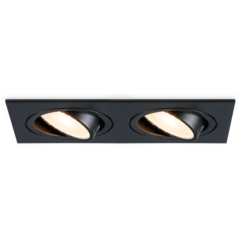 Mallorca LED inbouwspot - IP20 - Kantelbaar - 8 watt 690 lumen - 2700K Warm wit - Dubbel - GU10 - Dimbaar - Rechthoek - Voor binnen - Zwart afbeelding