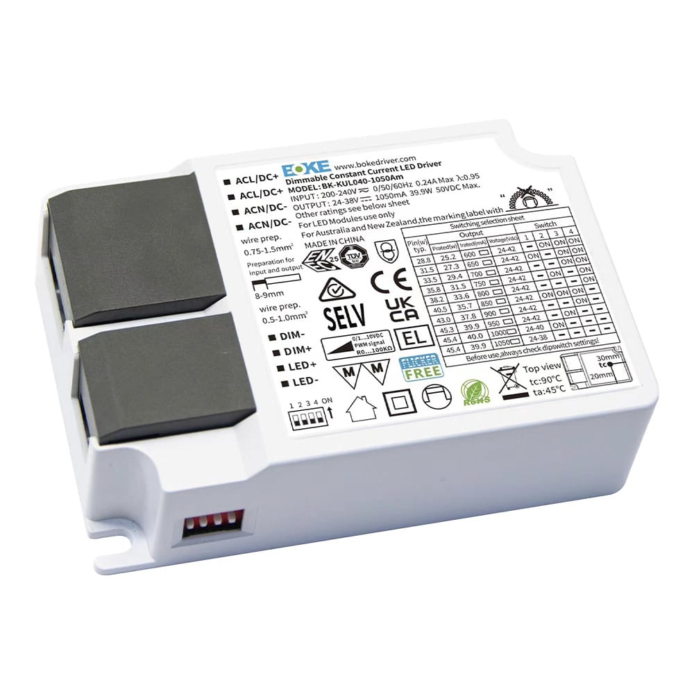1-10V Dimbare LED Paneel transformator - 40 Watt - Boke driver - DC connector - LED trafo - IP20 voor binnen afbeelding