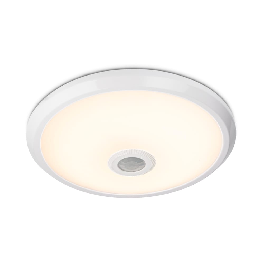 LED Plafondlamp - Bewegingssensor & Schemerschakelaar - Rond - Ø29 cm - 12 watt - 1000 Lumen - 3000K warm wit - Wit - IP20 voor binnen afbeelding
