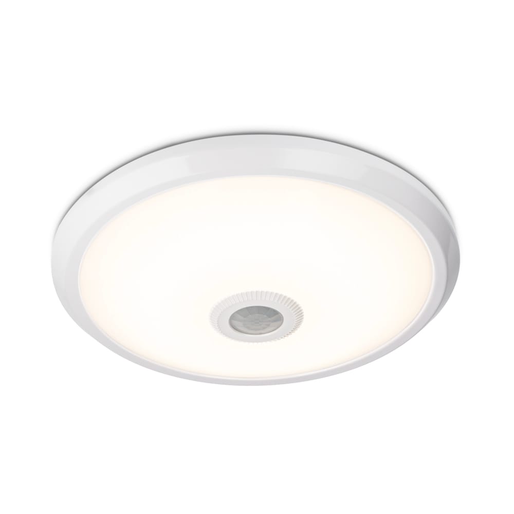 LED Plafondlamp - Bewegingssensor & Schemerschalelaar - Rond - Ø29 cm - 12 watt - 1160 Lumen - 4000K neutraal wit - Wit - IP20 voor binnen afbeelding