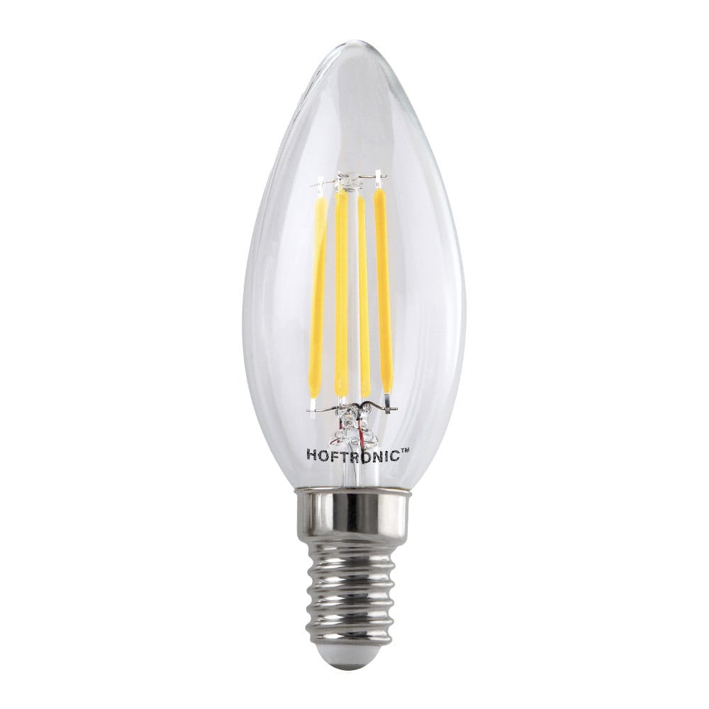 E14 LED Filament Lamp - 4 Watt 470 lumen - 2700K warm wit licht - kleine fitting - Vervangt 40 Watt - C37 kaarslamp afbeelding