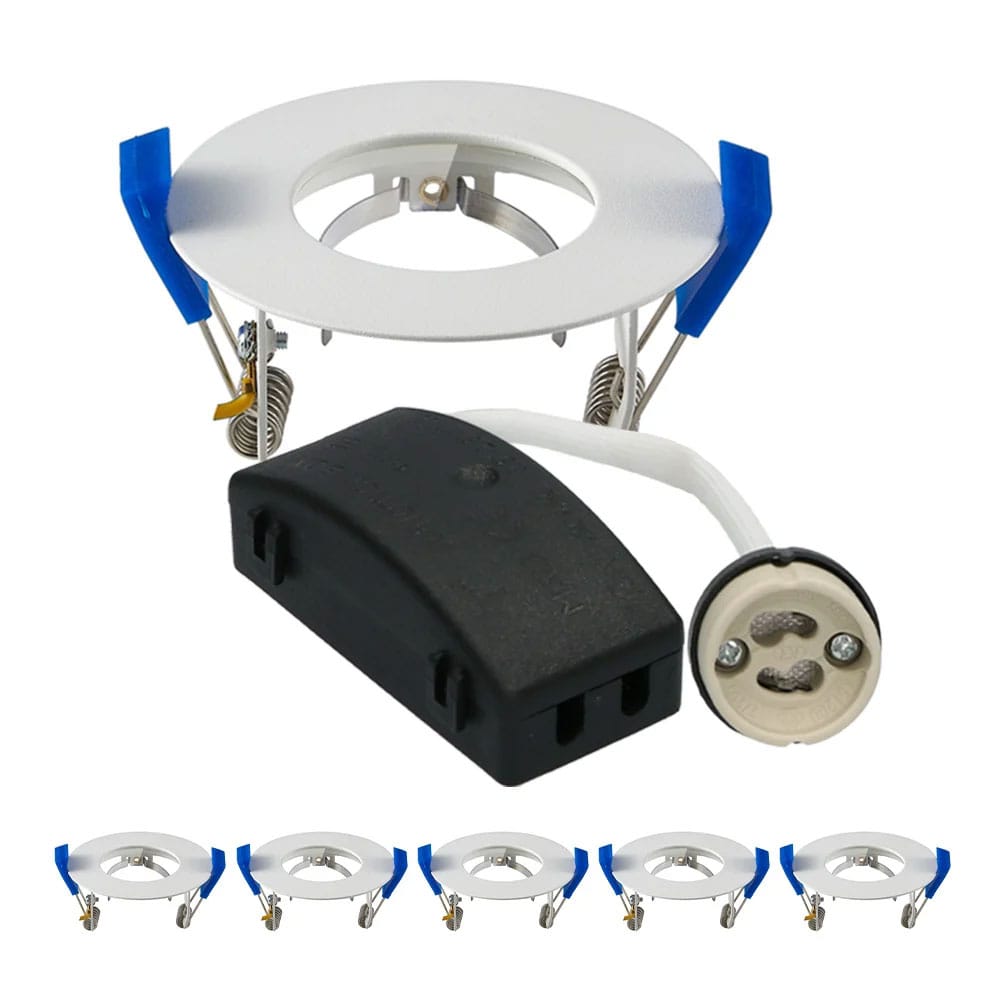 Set van 6 Pisa - LED Inbouwspots - Armatuur - Diameter 85mm - GU10 Fitting incl. lamphouder - Rond - IP65 voor badkamer en buiten - Wit afbeelding