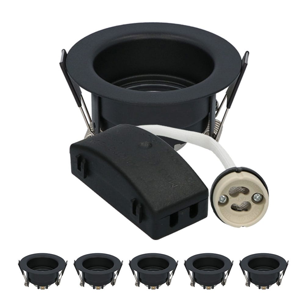 Set van 6 Rio - LED Inbouwspots - Armatuur - Diameter 85mm - GU10 Fitting incl. lamphouder - IP65 voor badkamer en buiten - Rond - Zwart afbeelding