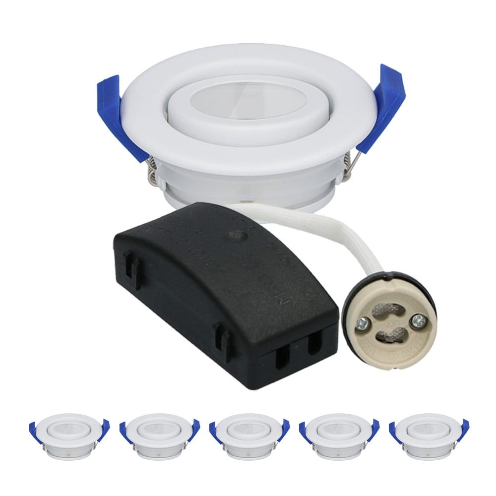 Set van 6 Peru LED Inbouwspots - Kantelbaar armatuur - Diameter 85mm - GU10 Fitting incl. lamphouder - IP65 voor badkamer en buiten - Rond - Wit afbeelding