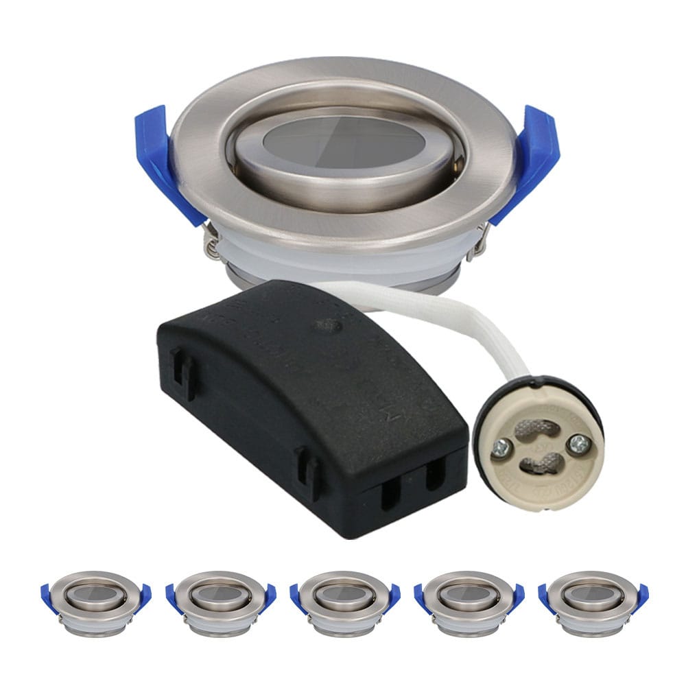 Set van 6 Peru LED Inbouwspots - Kantelbaar armatuur - Diameter 85mm - GU10 Fitting incl. lamphouder - IP65 voor badkamer en buiten - Rond - RVS afbeelding