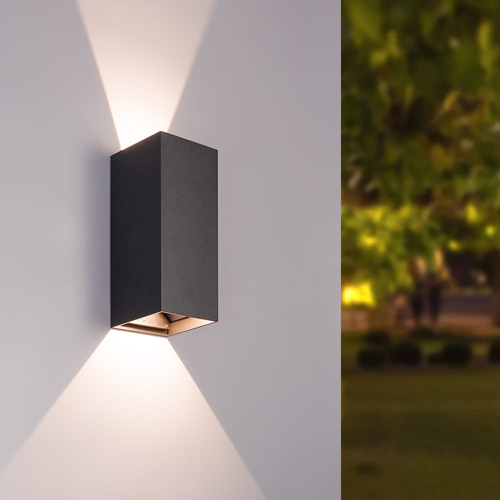 Miles S LED wandlamp - up en down light - 3000K warm wit- 10 Watt 760 lumen - IP65 waterdicht - Zwart - buitenverlichting afbeelding