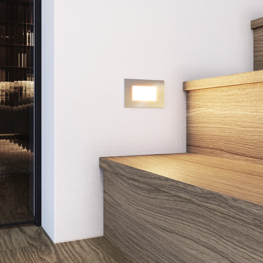 Dillon LED Inbouw wandlamp RVS - 3 Watt 340 Lumen - 3000K warm wit - IP54 - Wand Inbouwspot rechthoek - Tunverlichting - trapverlichting afbeelding