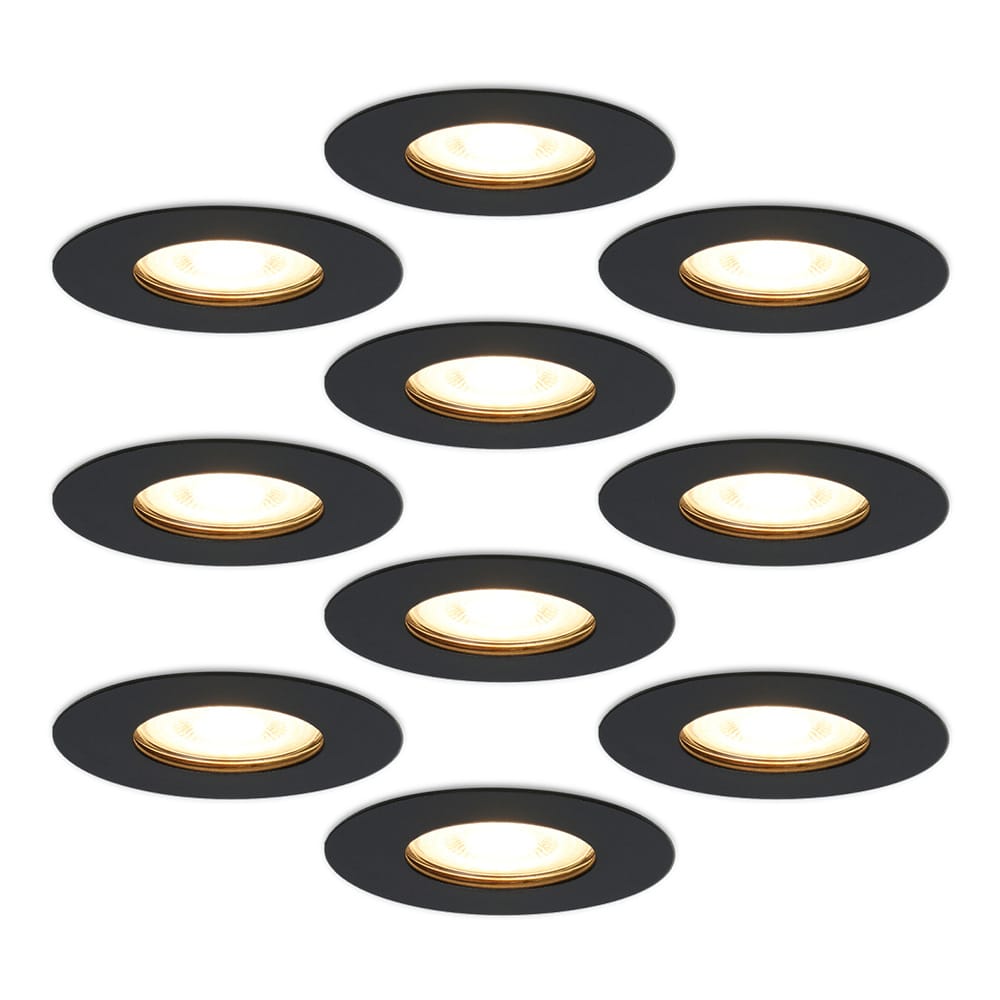 10x Bari inbouwspots - 4,5 Watt 345 lumen - 2700K warm wit - Dimbaar - IP65 - Zwart - voor binnen en buiten - GU10 fitting afbeelding