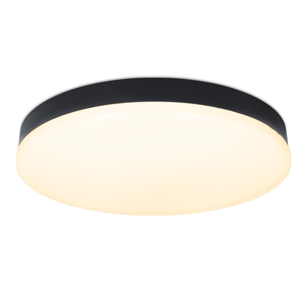 Lumi - Badkamer Plafondlamp - 18 Watt 1500 lumen - Zwart -30 cm - IP54 waterdicht - 2700K Warm wit - Diffuus melkglas effect - LED Plafonniere afbeelding