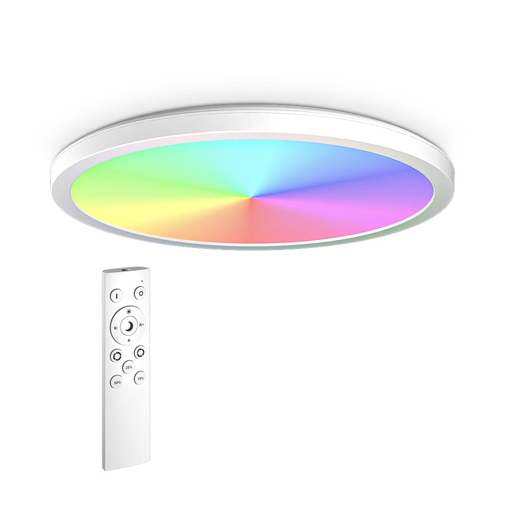 Slim - 18 Watt Plafondlamp badkamer wit - IP44 waterdicht - RGBWW met afstandsbediening - 30 cm - LED Plafonniere afbeelding 1