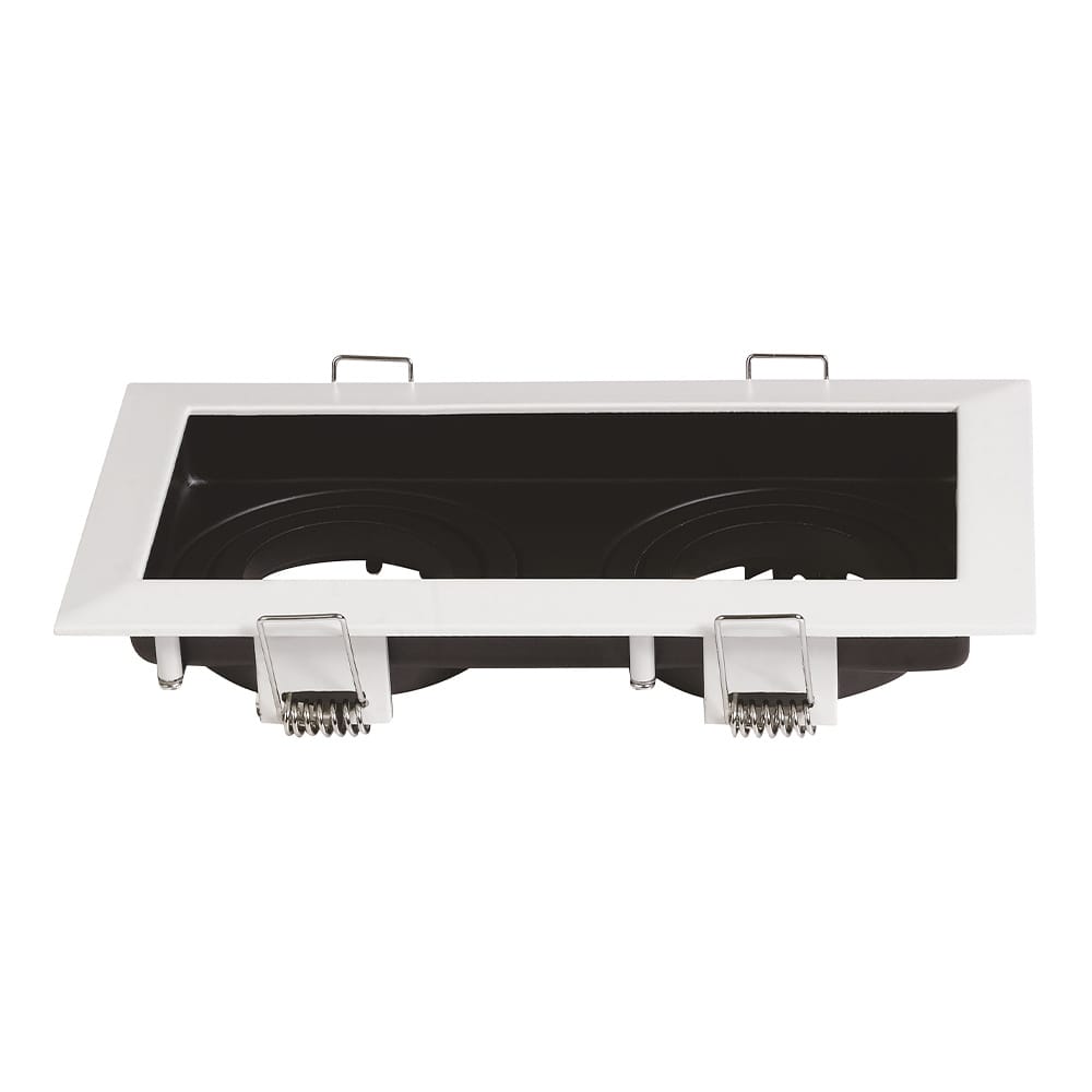 Durham Dubbel LED Inbouwspot Kantelbaar armatuur 10x18 cm GU10 Fitting incl. lamphouder Vierkant IP20 voor binnen Wit