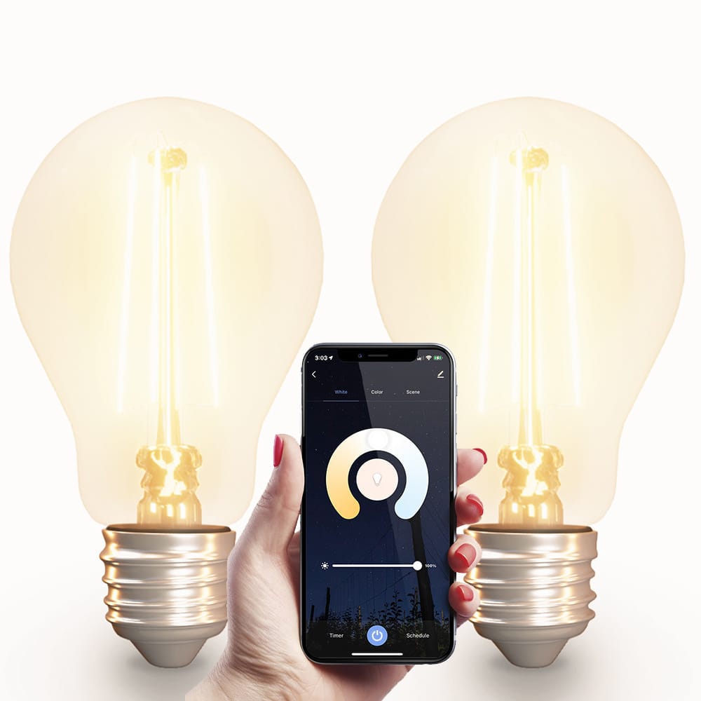 2x Smart E27 LED filament lamp - A60 - Wifi & Bluetooth - 806 lumen - 7 Watt - Warm wit tot koud wit afbeelding