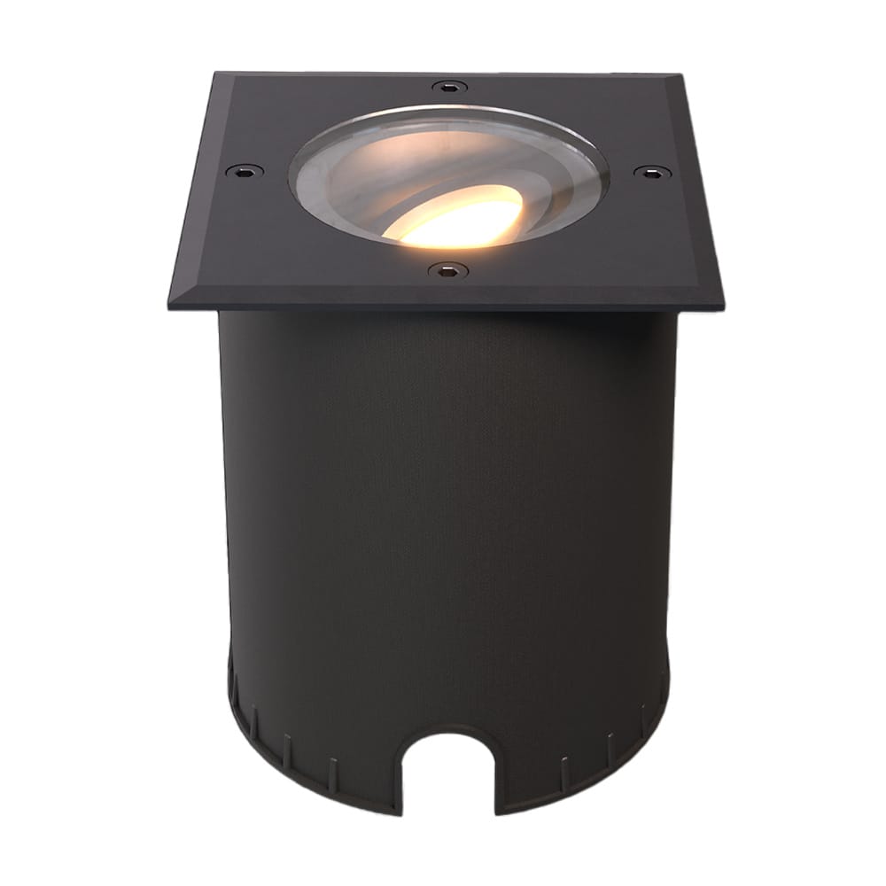Cody LED Grondspot Zwart - GU10 4,4 Watt 345 lumen dimbaar - 2700K warm wit - Kantelbaar - Overrijdbaar - Vierkant - IP67 waterdicht afbeelding
