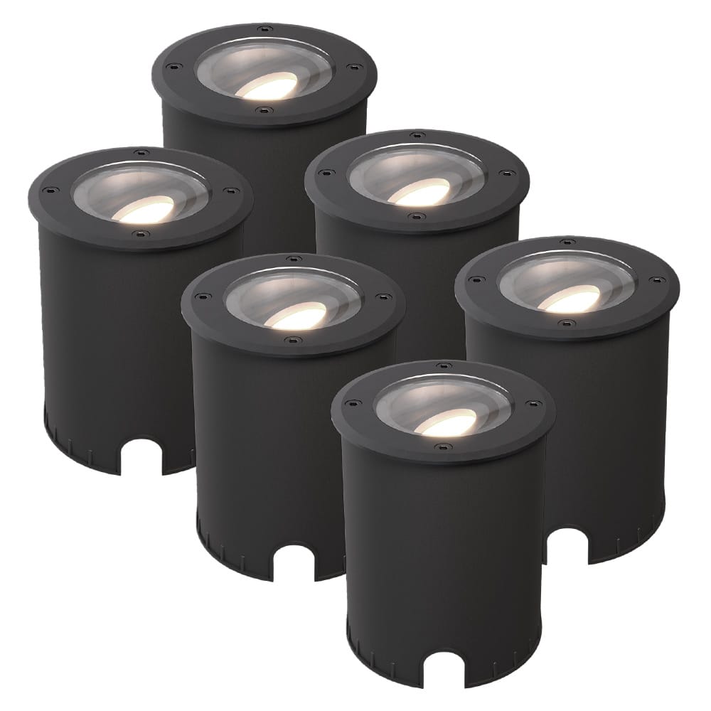 Set van 6 Lilly dimbare LED Grondspot - Kantelbaar - Overrijdbaar - Rond - 4000K neutraal wit - IP67 waterdicht - 3 jaar garantie - Zwart afbeelding