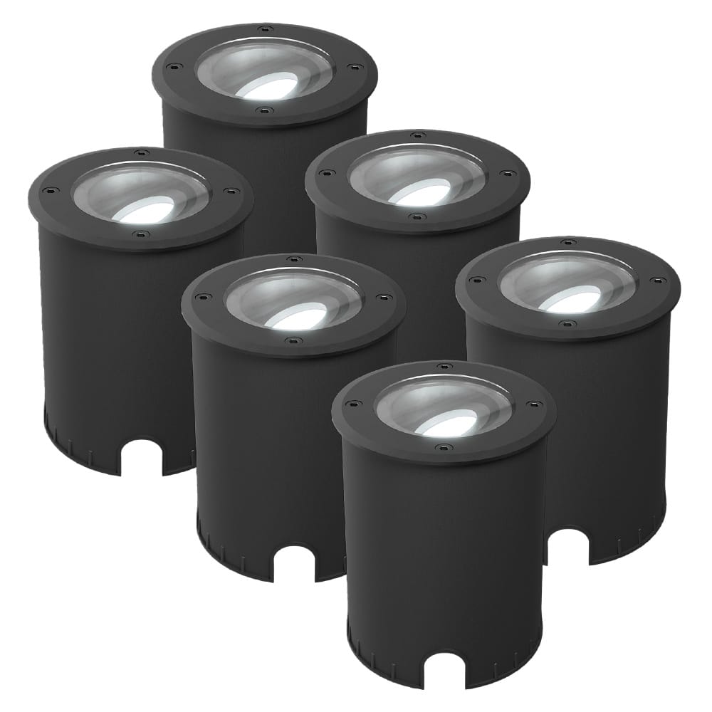 Set van 6 Lilly dimbare LED Grondspot - Kantelbaar - Overrijdbaar - Rond - 6500K daglicht wit - IP67 waterdicht - 3 jaar garantie - Zwart afbeelding