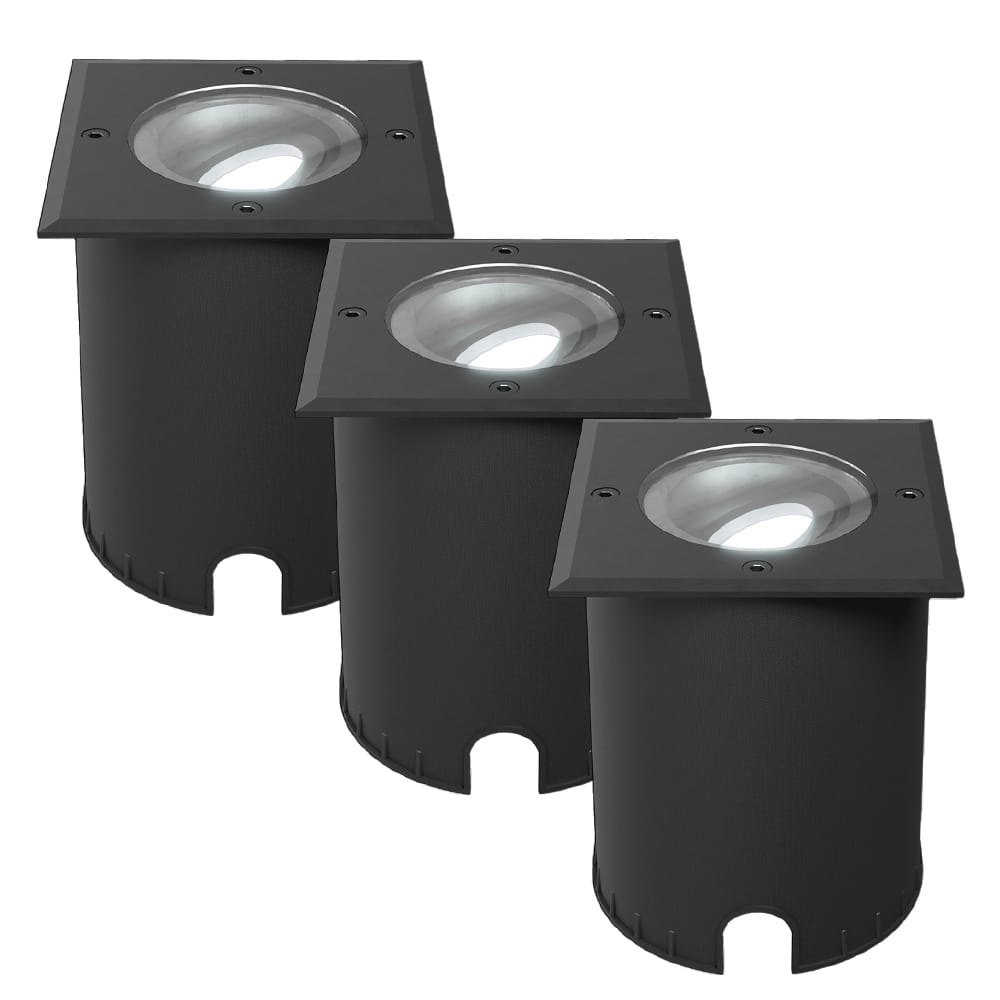 Set van 3 Cody LED Grondspots Zwart - GU10 4,5 Watt 345 lumen dimbaar - 6500K daglicht wit - Kantelbaar - Overrijdbaar - Vierkant - IP67 waterdicht afbeelding 1