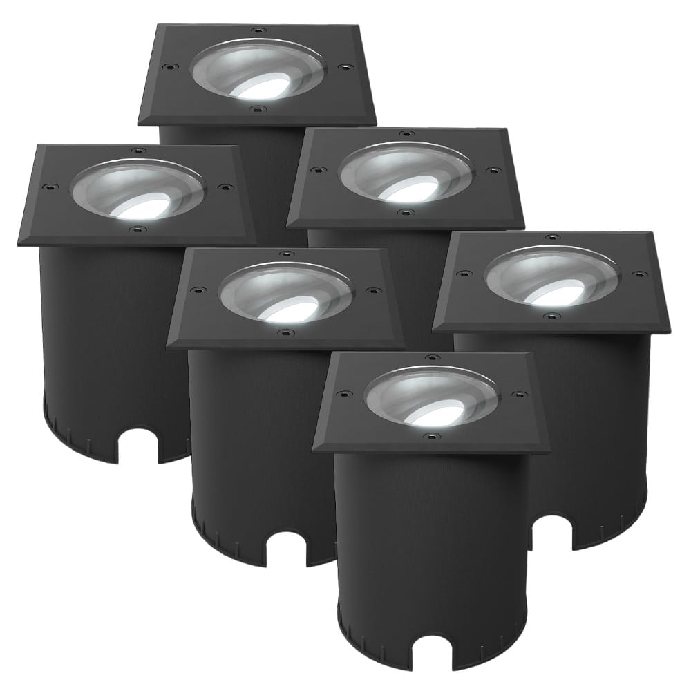 Set van 6 Cody LED Grondspots Zwart - GU10 4,5 Watt 345 lumen dimbaar - 6500K daglicht wit - Kantelbaar - Overrijdbaar - Vierkant - IP67 waterdicht afbeelding 1