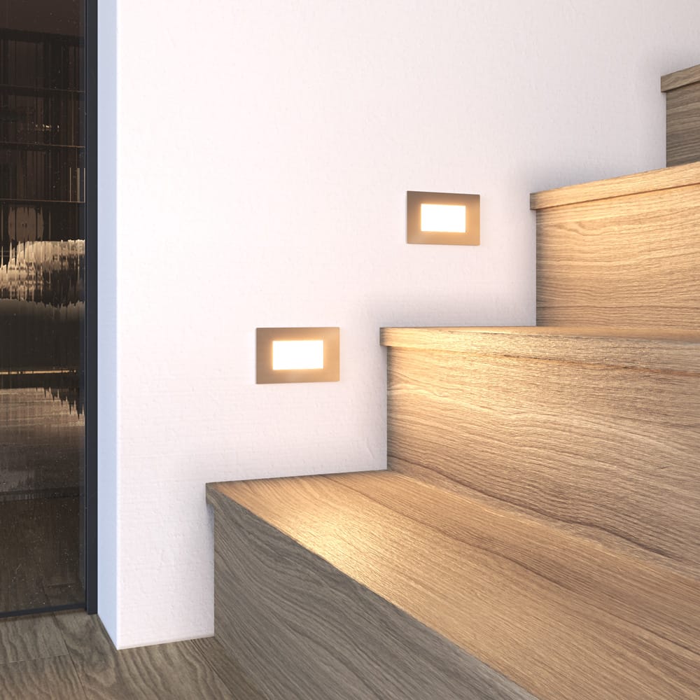 Set van 2 Dillon LED Inbouw Wandlampen 3 Watt 340 Lumen 3000K Warm wit IP54 waterdicht Voor binnen en buiten RVS