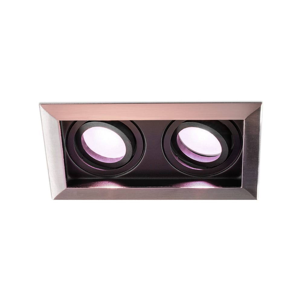 Durham Inbouwspot Dubbel RVS - GU10 - 4,5 Watt 350 lumen - RGB + WW - Wifi + BLE - Kantelbaar - IP20 - Rechthoek afbeelding 1