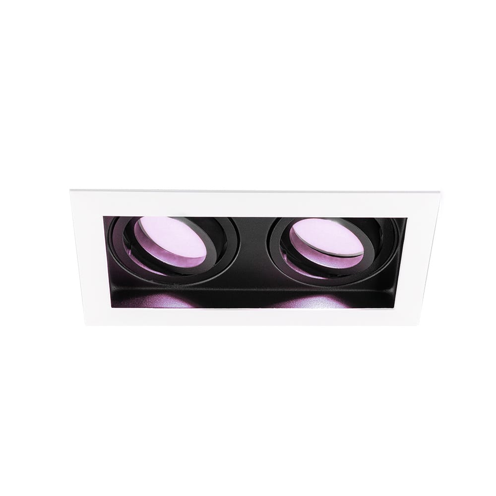 Durham Inbouwspot Dubbel Wit - GU10 - 4,5 Watt 350 lumen - RGB + WW - Wifi + BLE - Kantelbaar - IP20 - Rechthoek afbeelding