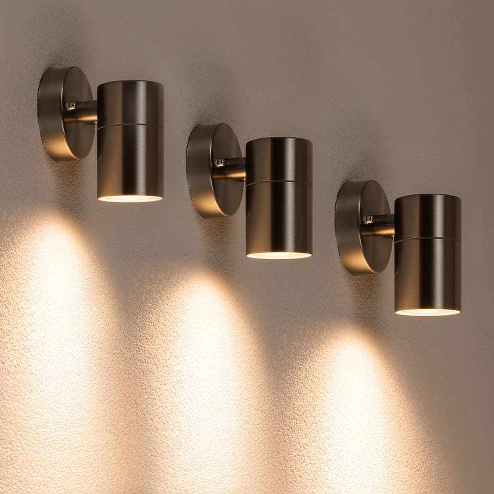 Set van 3 Mason - LED Wandlampen - 4 Watt 345 lumen - 2700K Warm wit - GU10 - Dimbaar - IP44 waterdicht - Industriële wandlamp - Voor binnen en buiten - RVS afbeelding