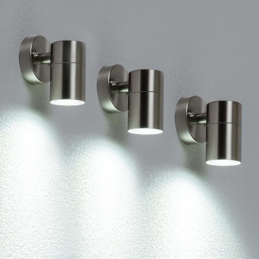 Set van 3 Mason - LED Wandlampen - 5 Watt 400 lumen - 6000K daglicht wit - GU10 - Dimbaar - IP44 waterdicht - Industriële wandlamp - Voor binnen en buiten - RVS afbeelding