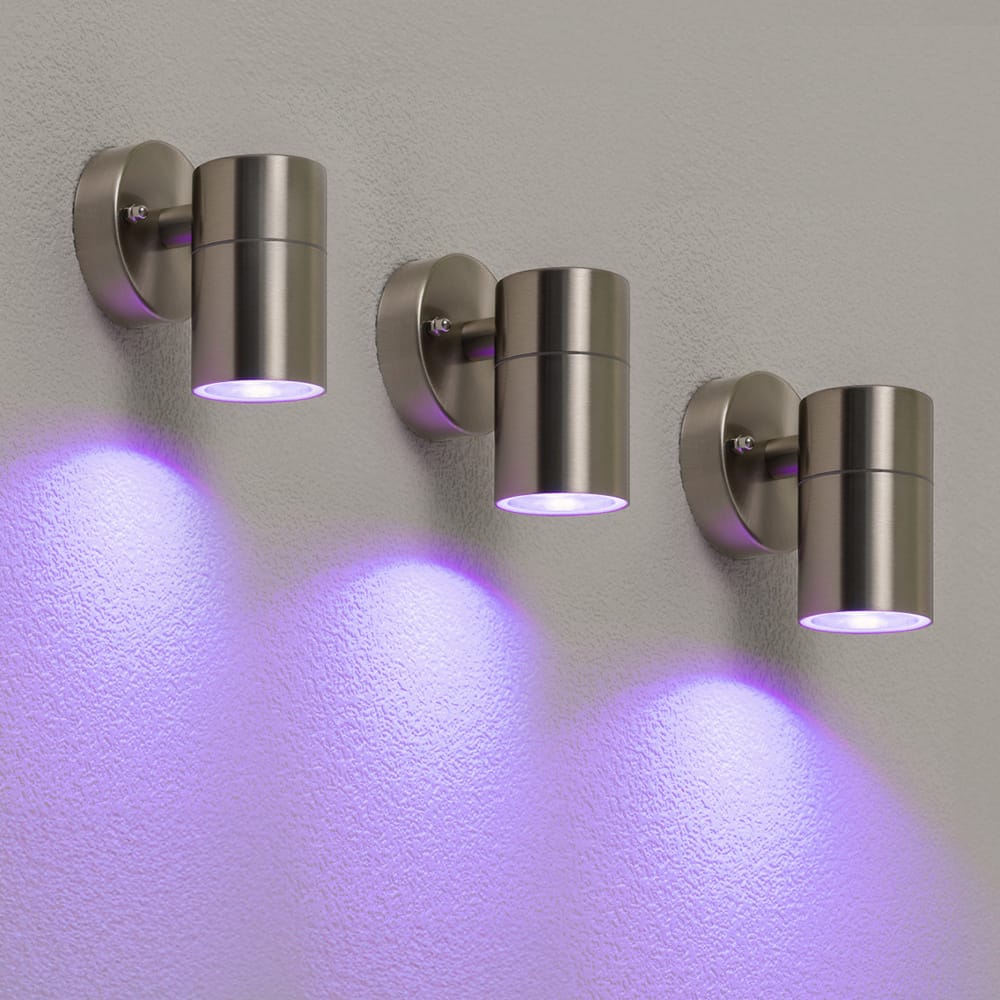 Set van 3 Mason Smart Wandlamp - IP44 - WiFi & Bluetooth - Incl. RGBWW GU10 spot - RVS - 4,5 Watt 350 lumen afbeelding