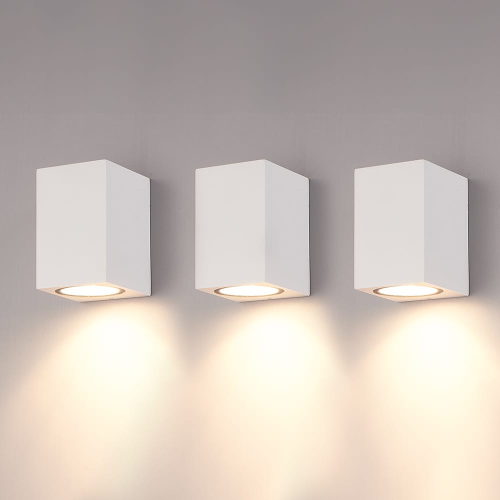 Set van 3 Marion - LED Wandlampen - 4 Watt 345 lumen - 2700K Warm wit - GU10 - Dimbaar - IP65 Waterdicht - Voor binnen en buiten - Wit afbeelding