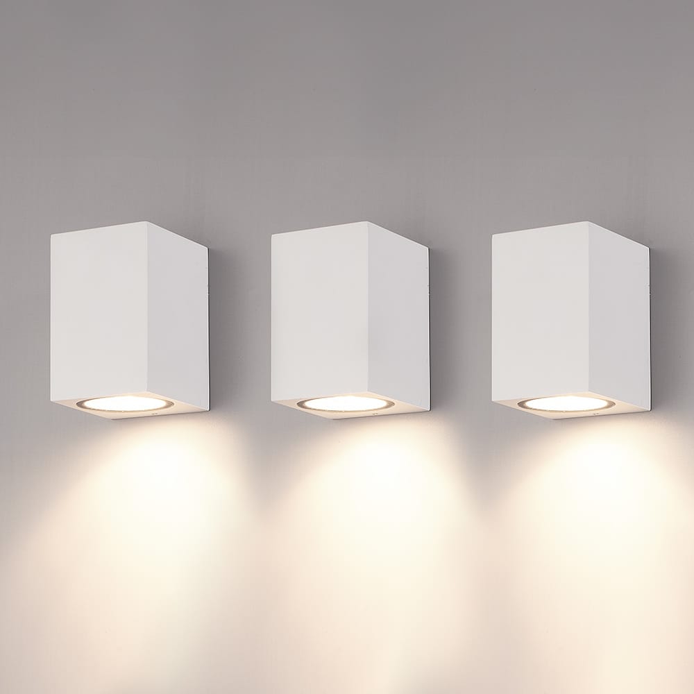 Set van 3 Marion - LED Wandlampen - 5 Watt 400 lumen - 4000K Neutraal wit - GU10 - Dimbaar - IP65 waterdicht - Voor binnen en buiten - Wit afbeelding