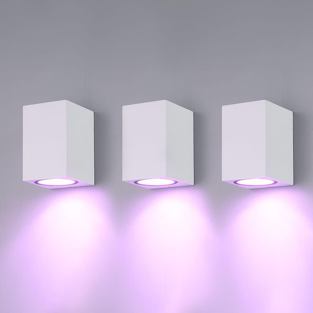 Set van 3 Marion - Smart WiFi+Bluetooth LED wandlampen kubus - Incl. 5,5 Watt RGBWW GU10 spot - IP65 - Wit - Binnen en buiten - 3 jaar garantie afbeelding