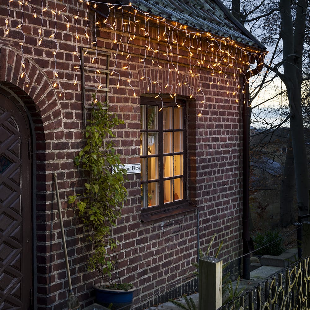 Set van 2 - IJspegelverlichting voor buiten - Lang - 200 LED&apos;s - 2200K Amber - 5 meter per snoer - kerstverlichting - IP44 afbeelding
