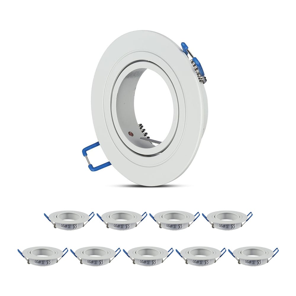 Set van 10 Montana - GU10 armatuur - Inbouwspot - Kantelbaar - Wit - 75mm inbouwmaat afbeelding