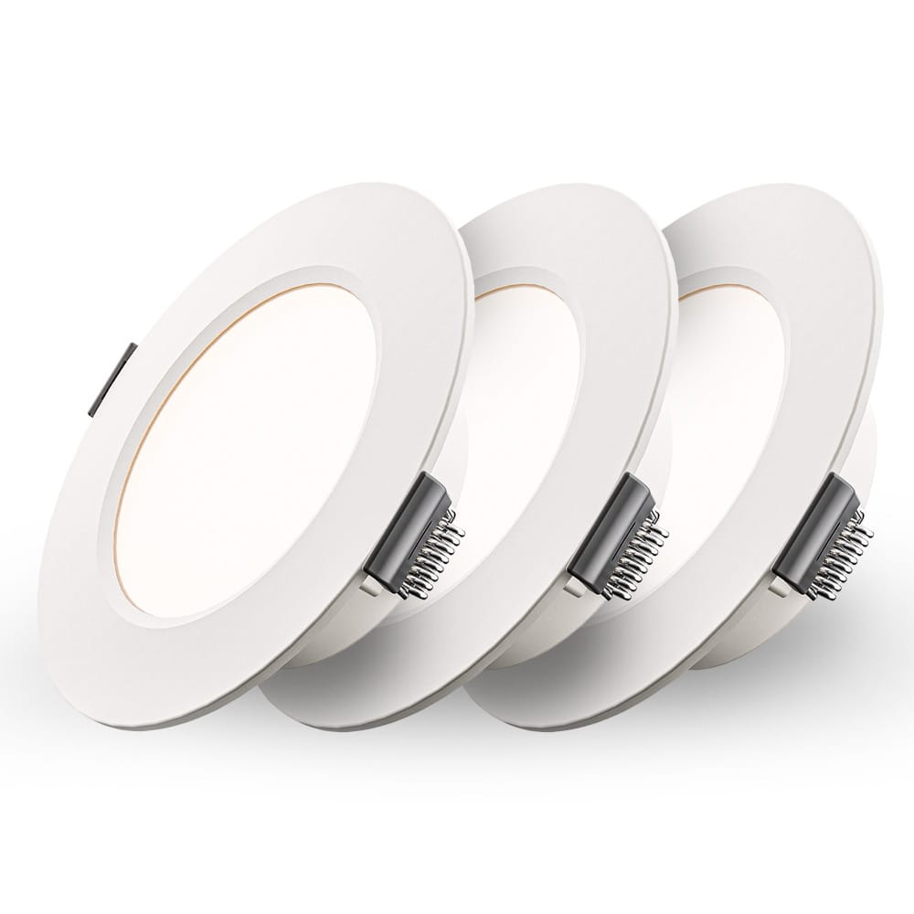 Set van 3 Georgia LED platte Inbouwspots wit - 3W 155lm - Rond - 4000K Neutraal Wit - Ø100 mm - IP20 voor binnen - Inbouwdiepte 25mm afbeelding