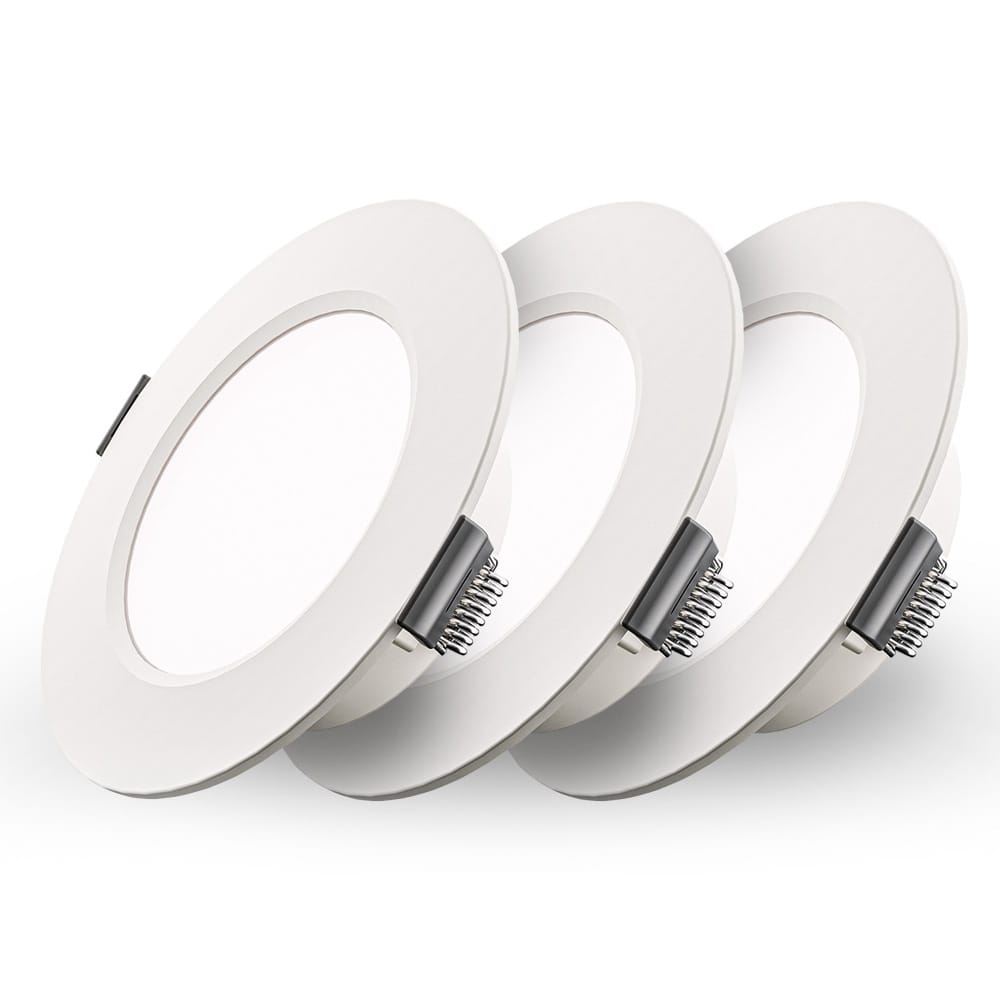 Set van 3 Georgia LED platte Inbouwspots wit 3W 155lm Rond 6500K Daglicht Wit Ø100 mm IP20 voor binnen Inbouwdiepte 25mm