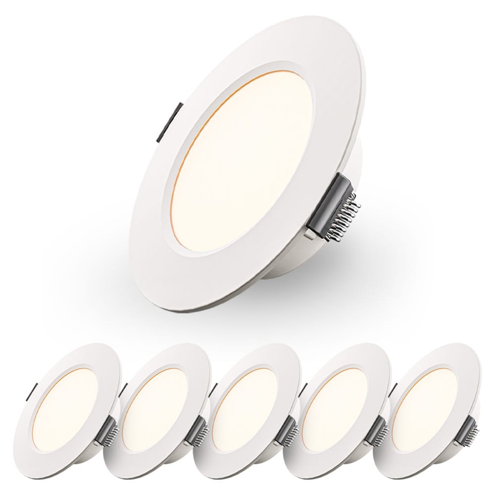 Set van 6 Georgia LED platte Inbouwspots wit - 3W 155lm - Rond - 2700K warm Wit - Ø100 mm - IP20 voor binnen - Inbouwdiepte 25mm afbeelding