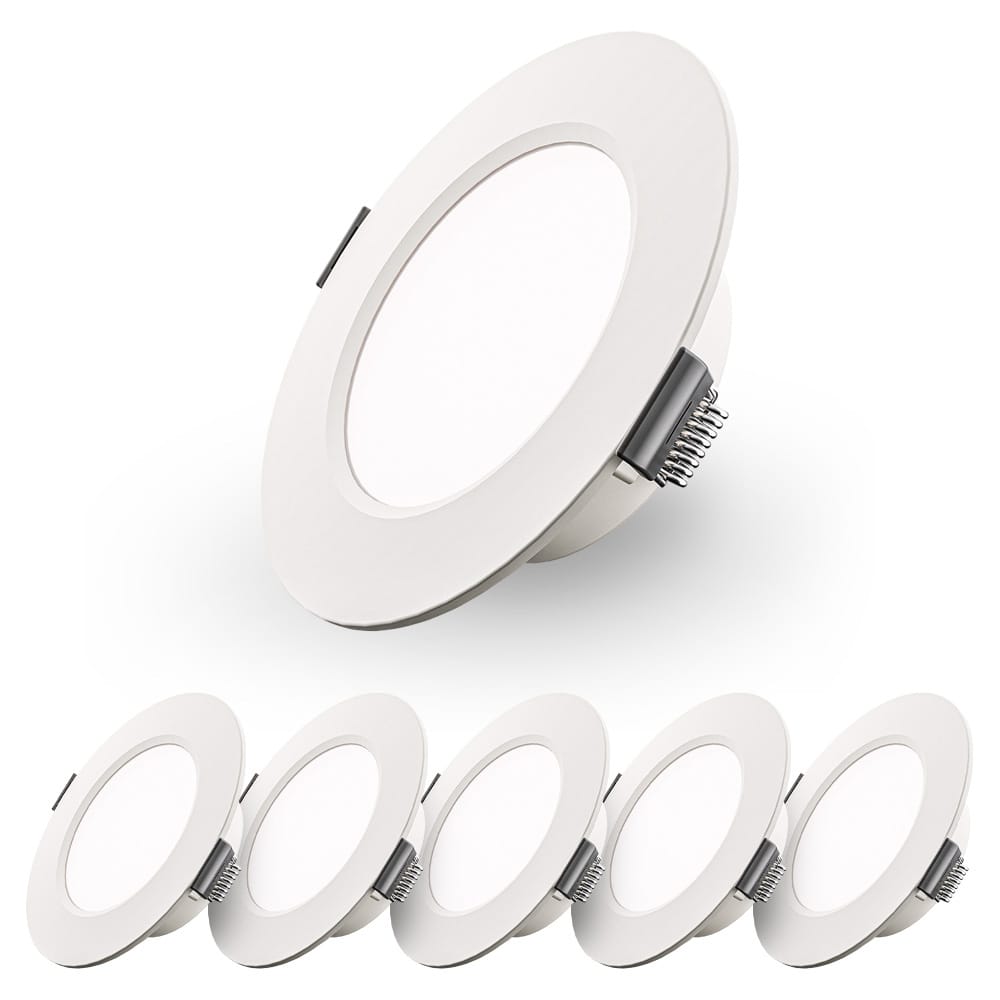 Set van 6 Georgia LED platte Inbouwspots wit - 3W 155lm - Rond - 6500K Daglicht Wit - Ø100 mm - IP20 voor binnen - Inbouwdiepte 25mm afbeelding