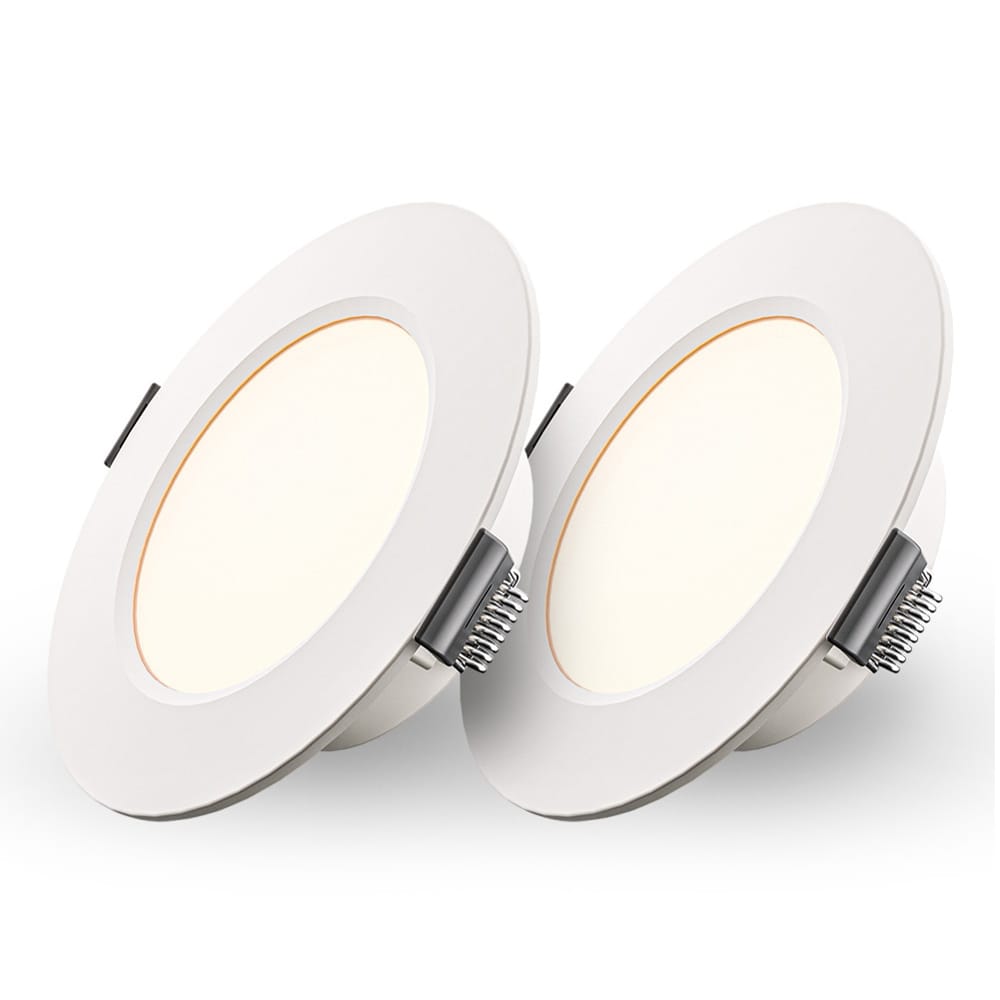 Set van 2 Georgia LED platte Inbouwspots wit - 6 Watt 490lm - Rond - 2700K warm Wit - Ø120 mm - IP20 voor binnen - Inbouwdiepte 25mm afbeelding