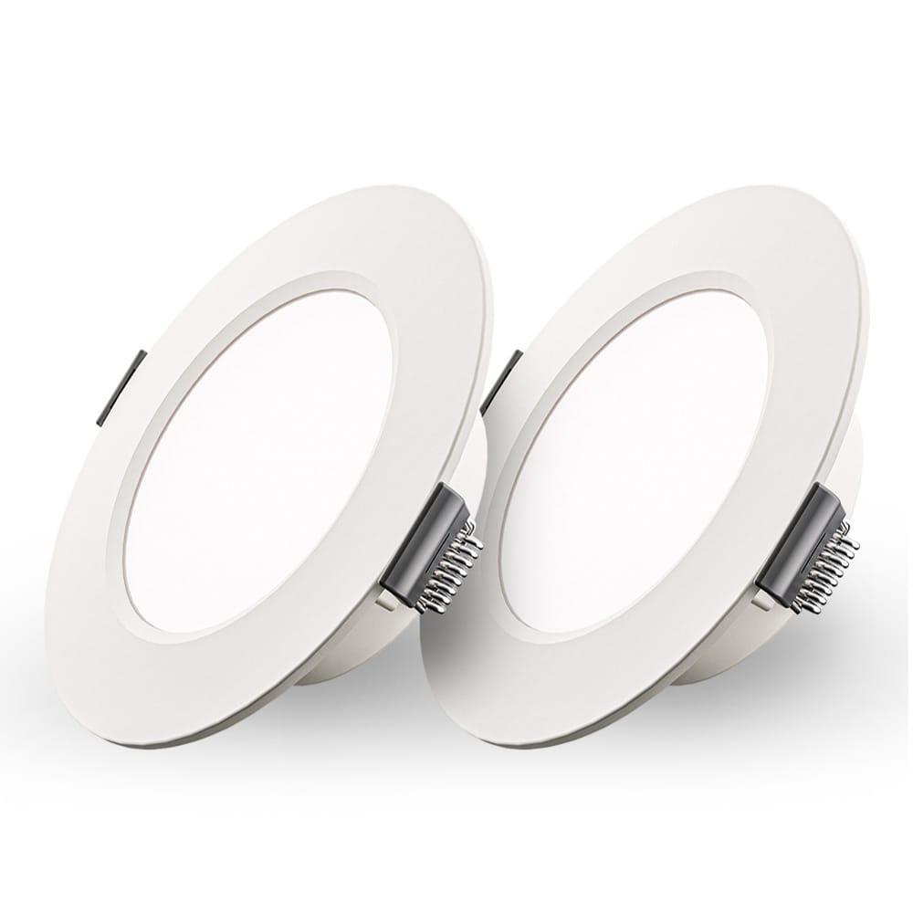 Set van 2 Georgia LED platte Inbouwspots wit 6 Watt 490lm Rond 6500K Daglicht Wit Ø120 mm IP20 voor binnen Inbouwdiepte 25mm