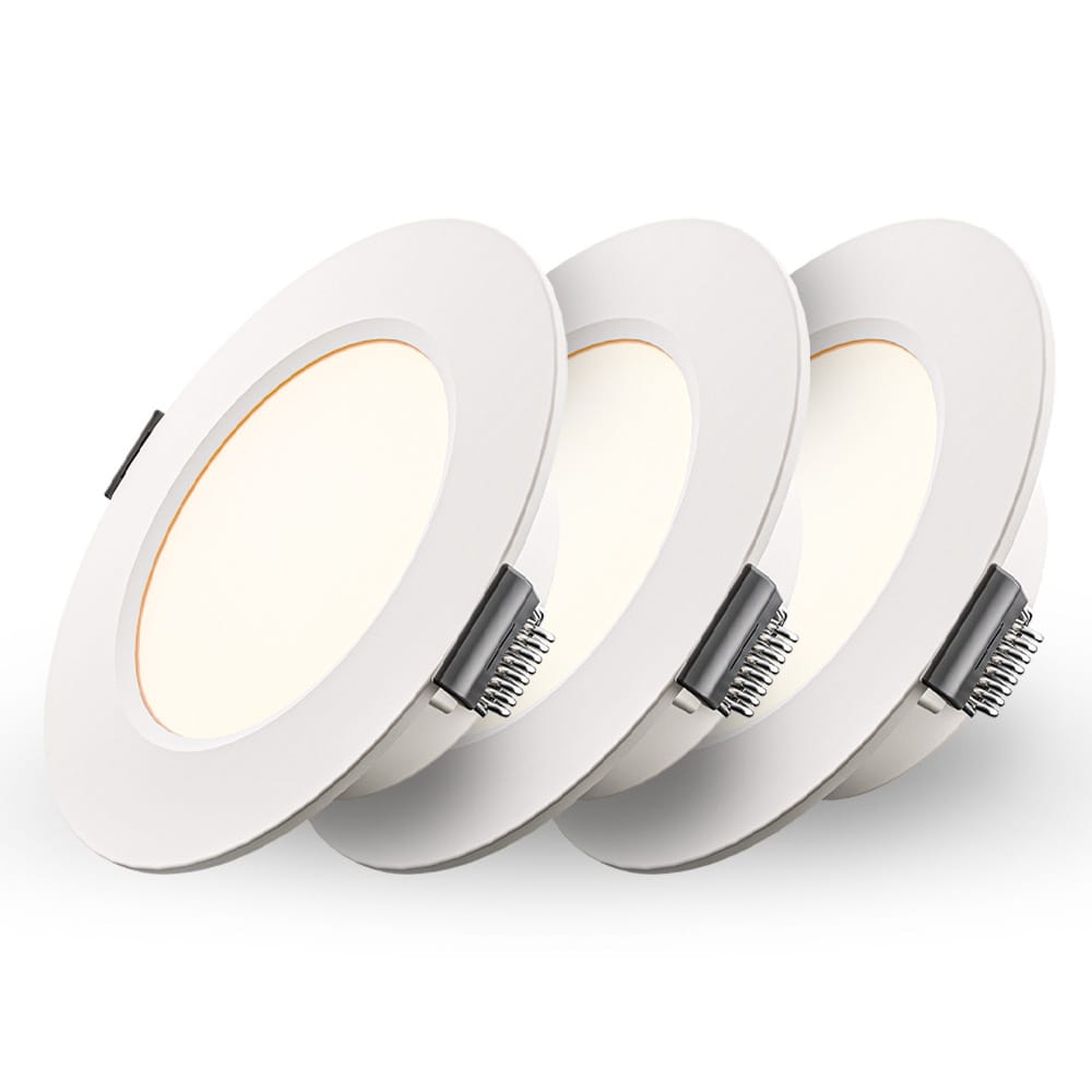 Set van 3 Georgia LED platte Inbouwspots wit - 6 Watt 490lm - Rond - 2700K warm Wit - Ø120 mm - IP20 voor binnen - Inbouwdiepte 25mm afbeelding