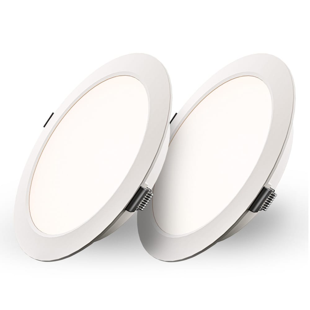 Set van 2 Georgia LED platte Inbouwspots wit - inbouwdiepte 25mm - 12W 1160lm - Rond - 4000K Neutraal Wit - Ø170 mm - IP20 voor binnen afbeelding