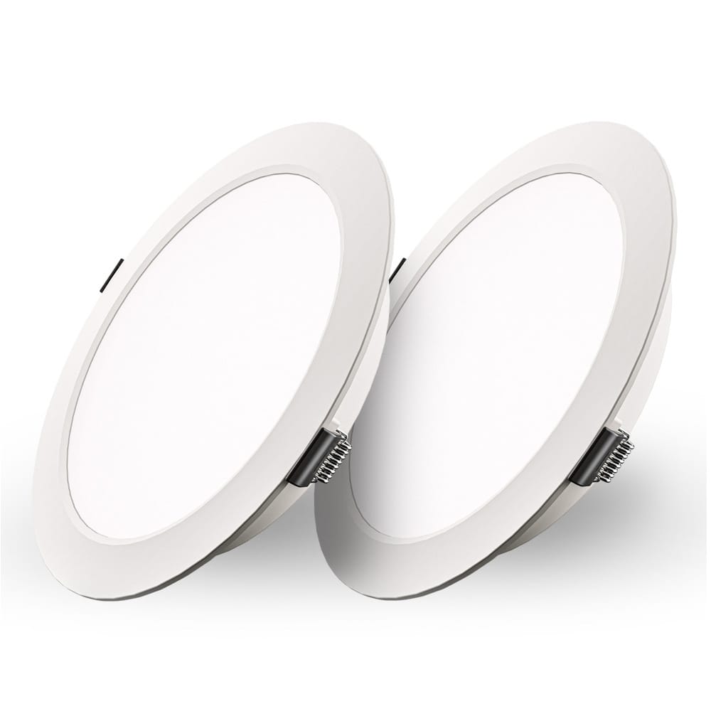 Set van 2 Georgia LED platte Inbouwspots wit - inbouwdiepte 25mm - 18 Watt 1820lm - Rond - 6500K Daglicht Wit - Ø220 mm - IP20 voor binnen afbeelding