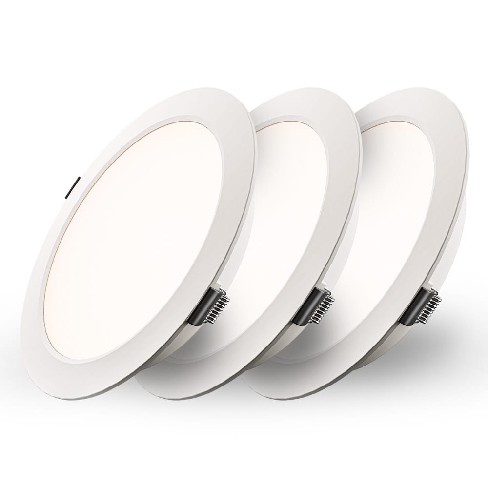 Set van 3 Georgia LED platte Inbouwspots wit - inbouwdiepte 25mm - 18 Watt 1820lm - Rond - 4000K Neutraal Wit - Ø220 mm - IP20 voor binnen afbeelding