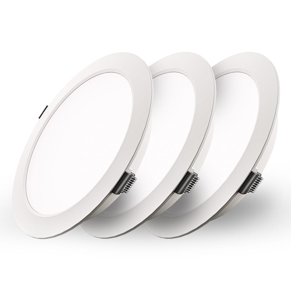 Set van 3 Georgia LED platte Inbouwspots wit - inbouwdiepte 25mm - 18 Watt 1820lm - Rond - 6500K Daglicht Wit - Ø220 mm - IP20 voor binnen afbeelding