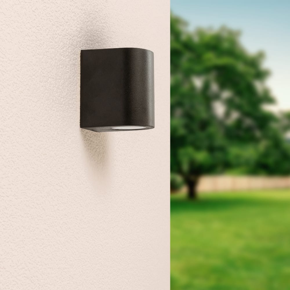 Alvin Dimbare LED wandlamp GU10 excl. lichtbron IP44 Spotlight voor binnen en buiten Wandspot Zwart Downlight Polycarbonaat